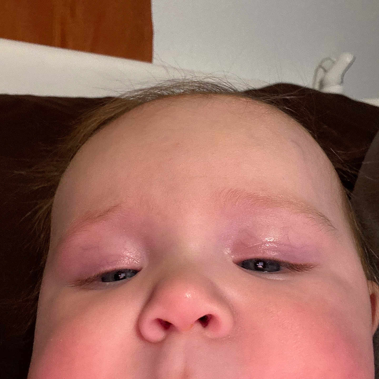 Cielo joined the competition — help win amazing prizes! baby, face, close_up, chubby_cheeks, skin, eyes, nose, lips, indoor, couch, wall, head, portrait, child, person, young, expression, curious, sleepy, selfie