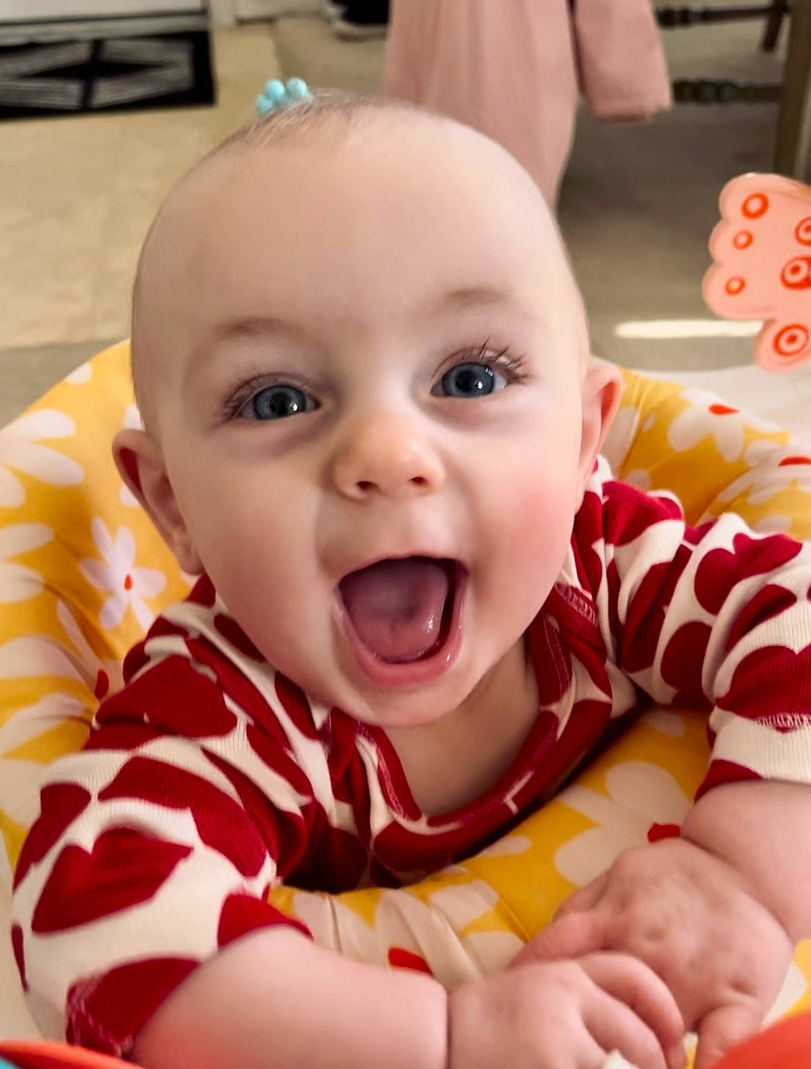 Norah joined the competition — help win amazing prizes! baby, baby_toddler_clothing, carmine, cheek, child, comfort, eyelash, face, facial_expression, finger, fun, happy, iris, lip, mouth, nose, person, skin, sleeve, smile