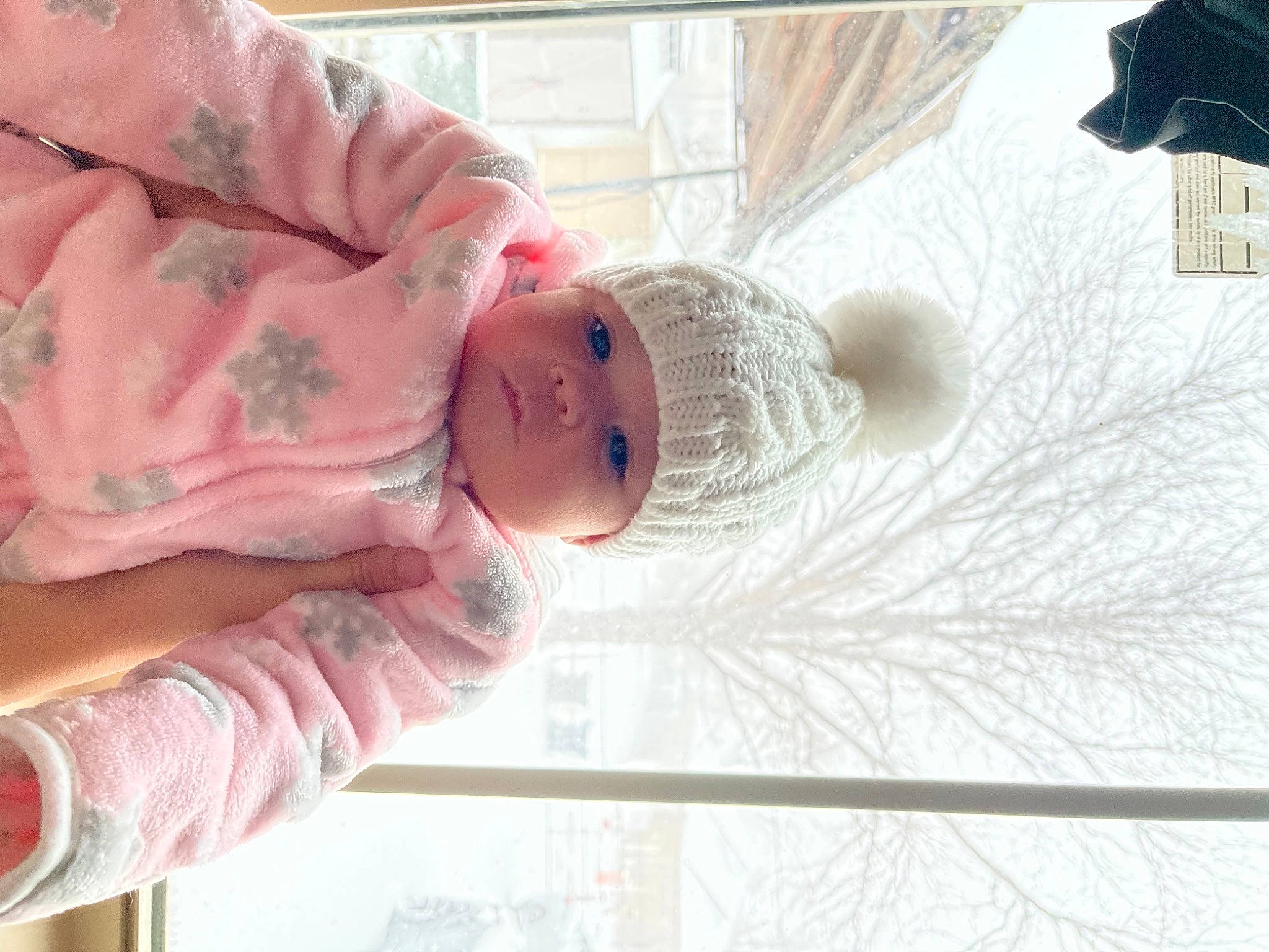 Samantha joined the competition — help win amazing prizes! baby, baby_products, baby_toddler_clothing, bedding, child, comfort, hat, headwear, hospital, human_body, linens, person, pink, room, textile, toddler, wood