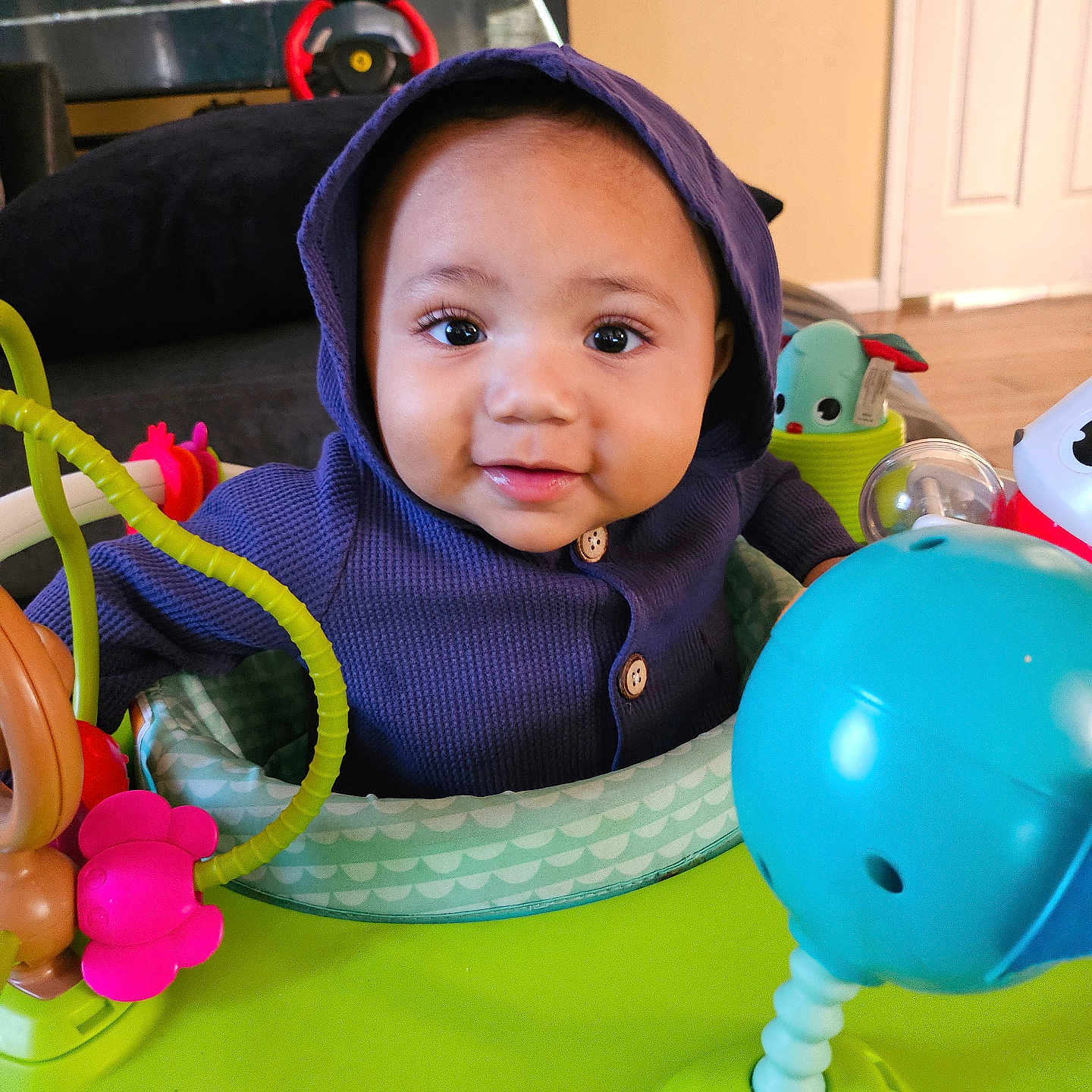 Ar'Mon joined the competition — help win amazing prizes! adult, baby, balloon, bonnet, cap, clothing, couch, face, furniture, hat, head, hood, knitwear, male, man, person, photography, portrait, sphere, sweater