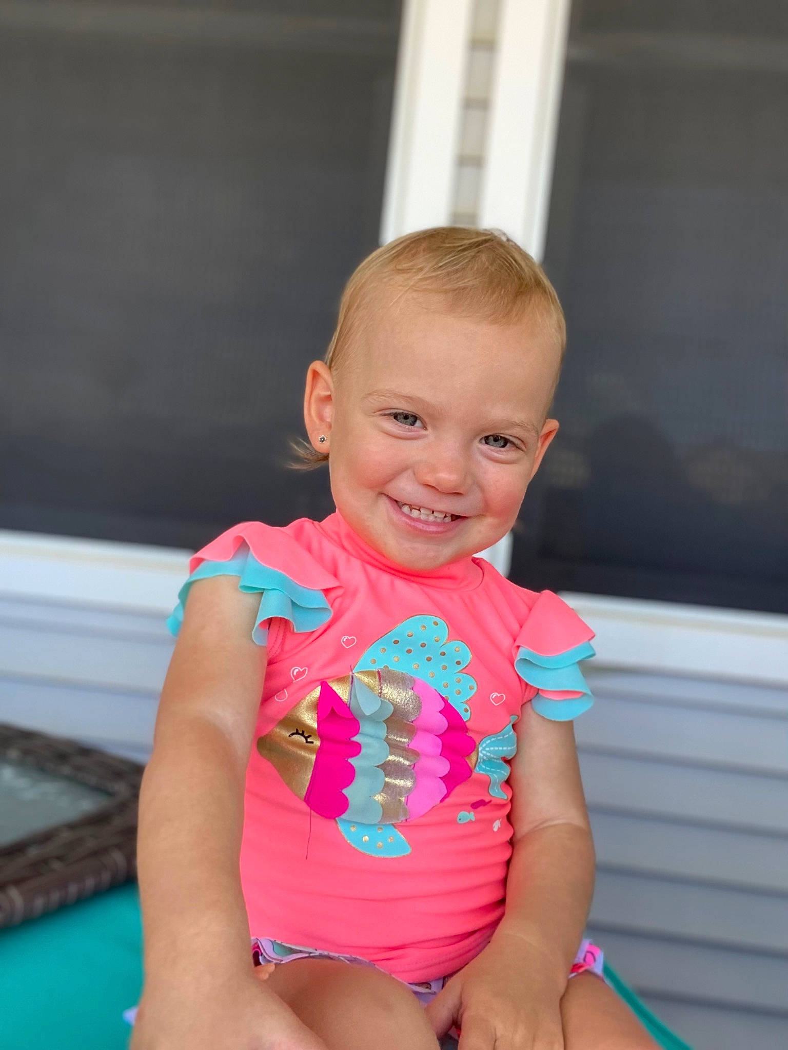 Kynslee joined the competition — help win amazing prizes! abdomen, baby_toddler_clothing, cheek, chin, eye, face, hair, happy, head, human_body, iris, joy, leisure, mouth, neck, person, skin, smile, t_shirt, thigh
