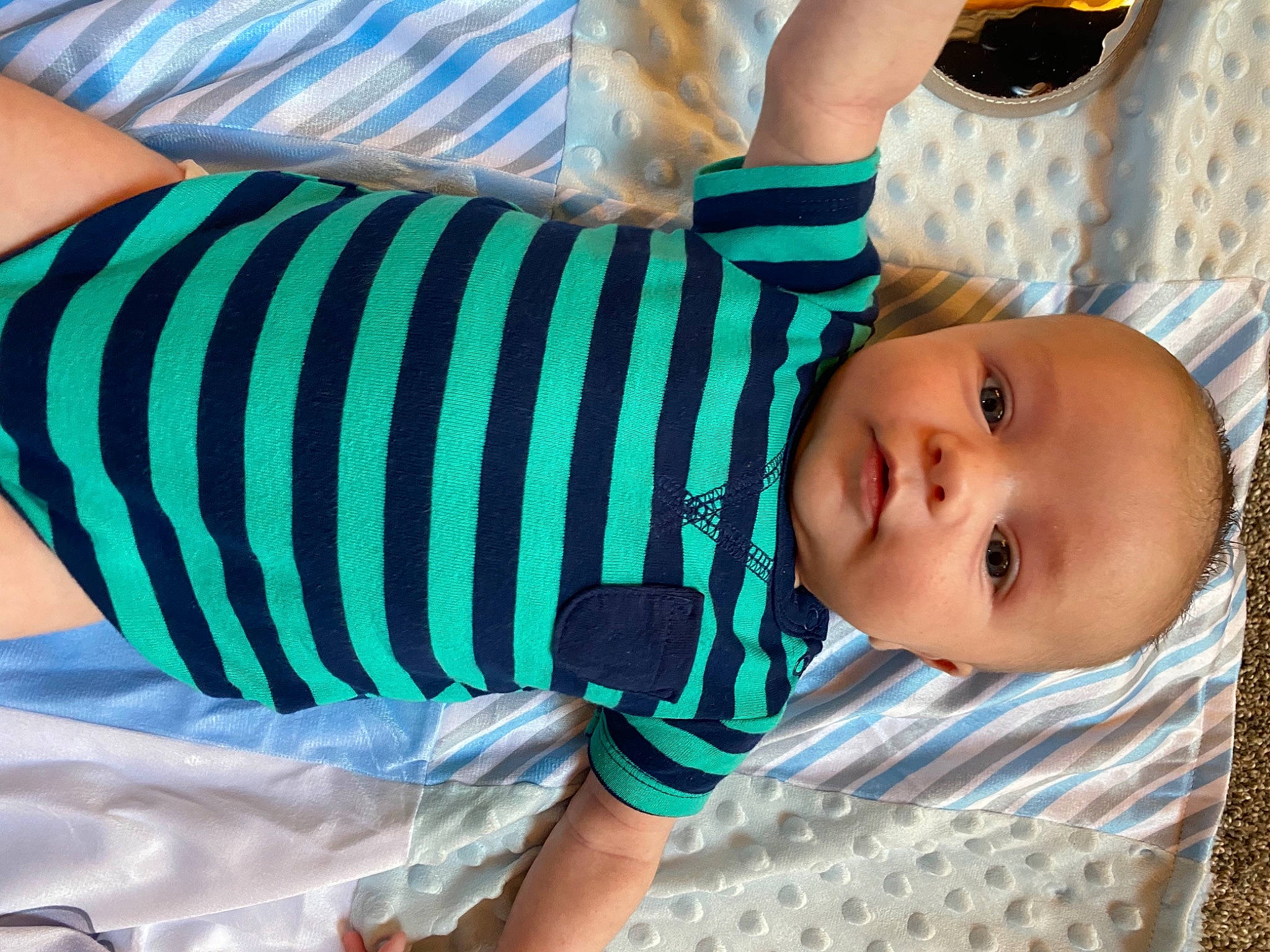 Connor John is registered to the contest to win money with this photo: baby, baby_products, baby_toddler_clothing, child, person, product, toddler, turquoise