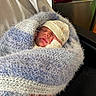 newborn, baby, blanket, hat, sleeping, cozy, infant, wrapped, cute, soft, warm, child, portrait, indoors, resting, clothing, face, peaceful, tiny, bundle