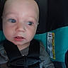 Janson joined the competition — help win amazing prizes! baby, child, car_seat, seatbelt, straps, close_up, infant, young_child, clothing, safety, seat, head, face, eyes, mouth, expression, indoor, person, baby_clothes, car_interior