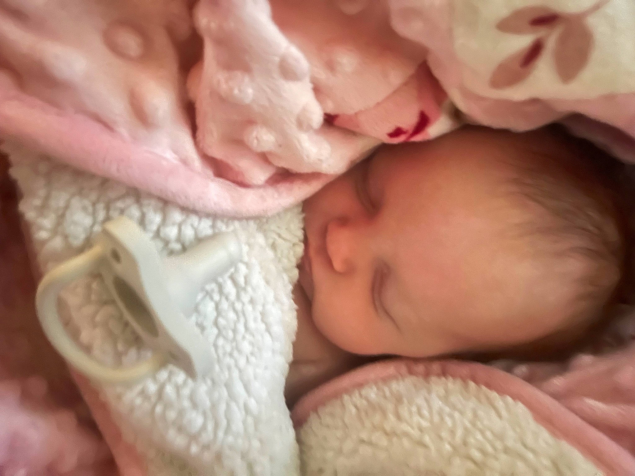 Ainsley joined the competition — help win amazing prizes! baby, baby_sleeping, baby_toddler_clothing, cheek, child, chin, comfort, eye, finger, hand, happy, head, linens, lip, mouth, nose, person, pink, skin, textile