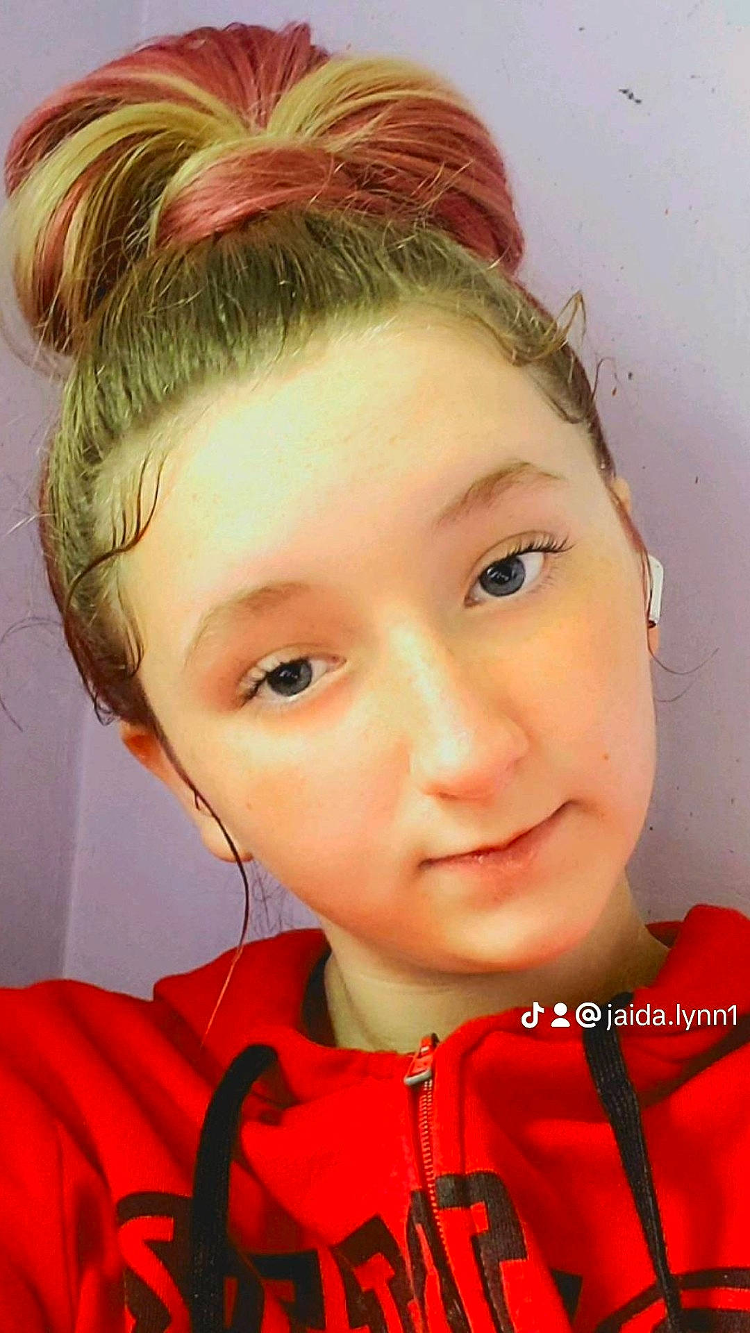 Jaida joined the competition — help win amazing prizes! beauty, blond, cheek, chin, ear, electric_blue, eyebrow, eyelash, forehead, hair, happy, headpiece, jaw, lip, long_hair, makeover, neck, people, person, sleeve