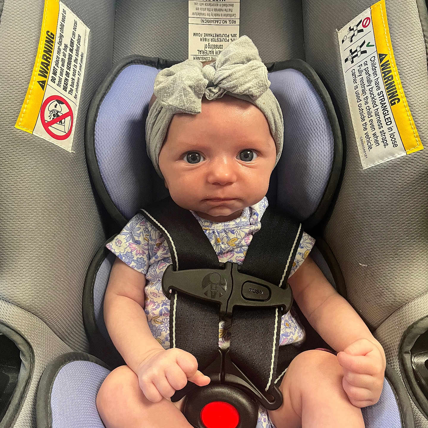 Kinsleigh is registered to the contest to win money with this photo: accessories, baby, car, car_interior, carseat, clothing, cushion, face, gun, hat, head, homedecor, person, photography, portrait, text, toy, transportation, vehicle, weapon