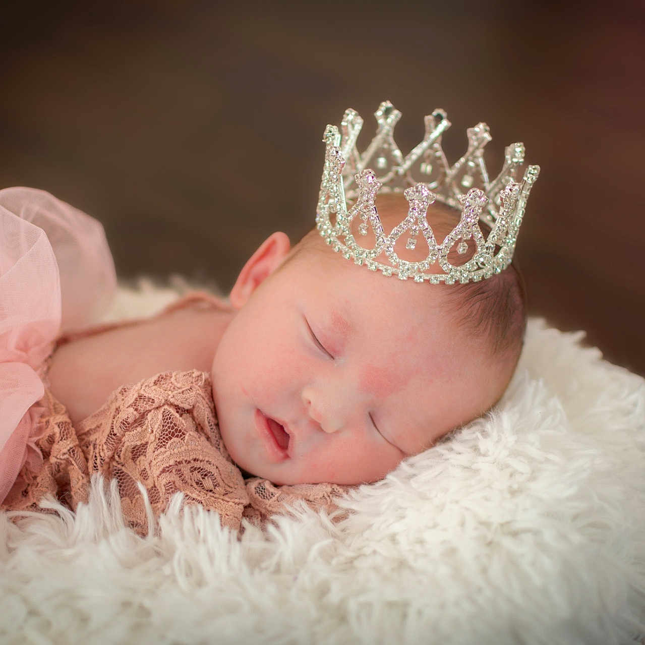 Sophie joined the competition — help win amazing prizes! adorable, baby, blanket, cozy, crown, cute, face, headwear, indoor, infant, lace, newborn, peaceful, pink, portrait, resting, sleeping, soft, tulle, young