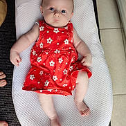 Ohana a rejoint le concours — aidez-le/la à gagner de superbes lots ! baby, barefoot, carpet, child, cushion, cute, expression, floor_tile, flower_pattern, indoor, infant, looking_at_camera, portrait, red_dress, relaxed, seat, small_feet, small_hands, white_cushion, young