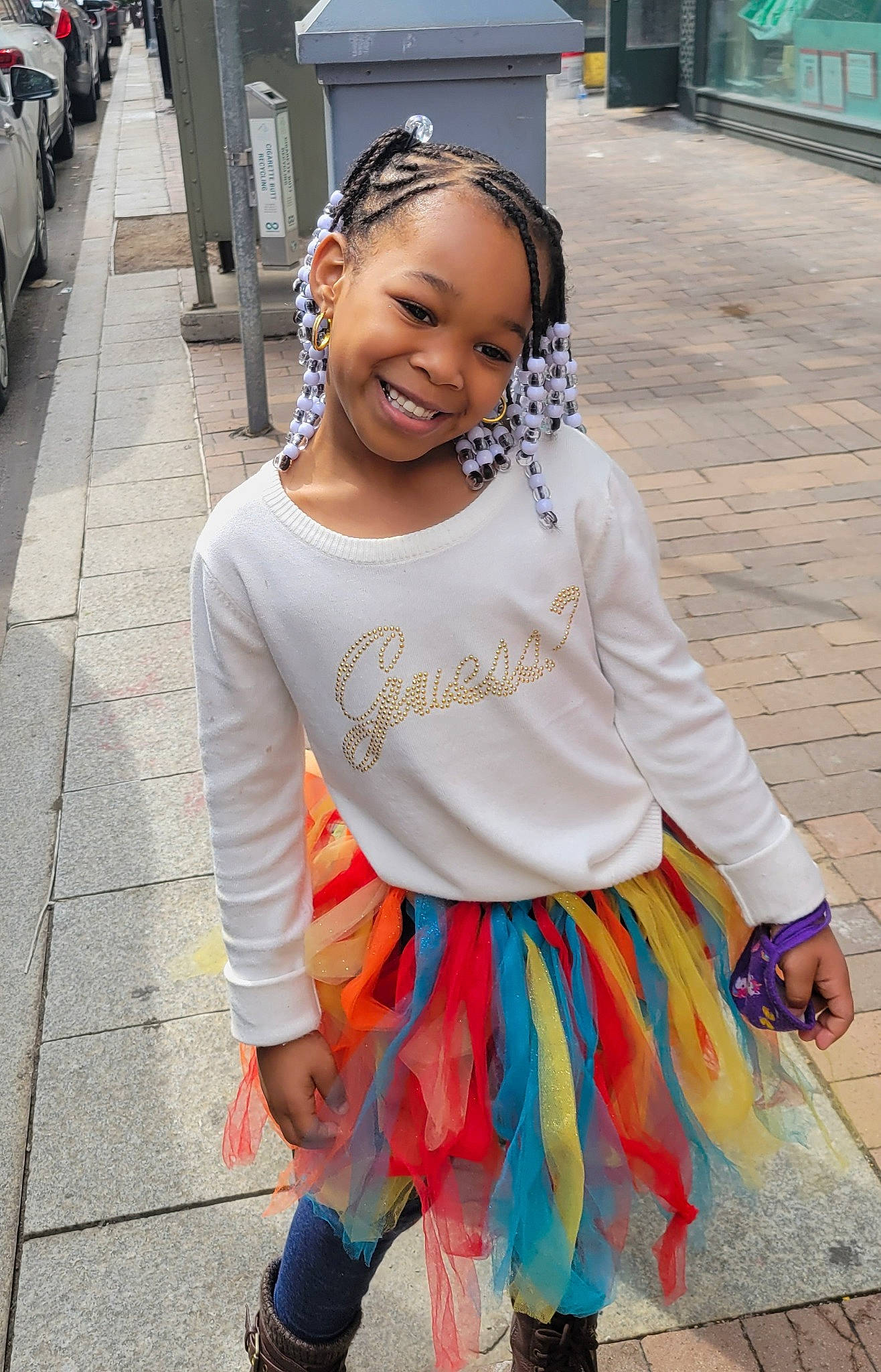 Gabrielle joined the competition — help win amazing prizes! cool, earrings, electric_blue, event, eyewear, fashion_accessory, fashion_design, fun, happy, human_leg, jewellery, joy, necklace, pattern, people, person, sleeve, smile, street_fashion, trunk