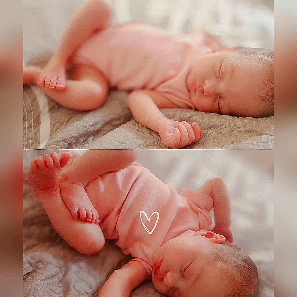 Aubrie-Olivia is registered to the contest to win money with this photo: baby, bed, blanket, child, cozy, cute, face, heart_doodle, infant, love, newborn, peaceful, pink_onesie, portrait, relaxation, resting, skin, sleeping, soft_light, toes