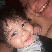 Isaiah is registered to the contest to win money with this photo: child, toddler, baby, smile, face, person, adult, closeup, portrait, happy, skin, hair, eyes, expression, intimacy, love, family, candid, indoor, cozy