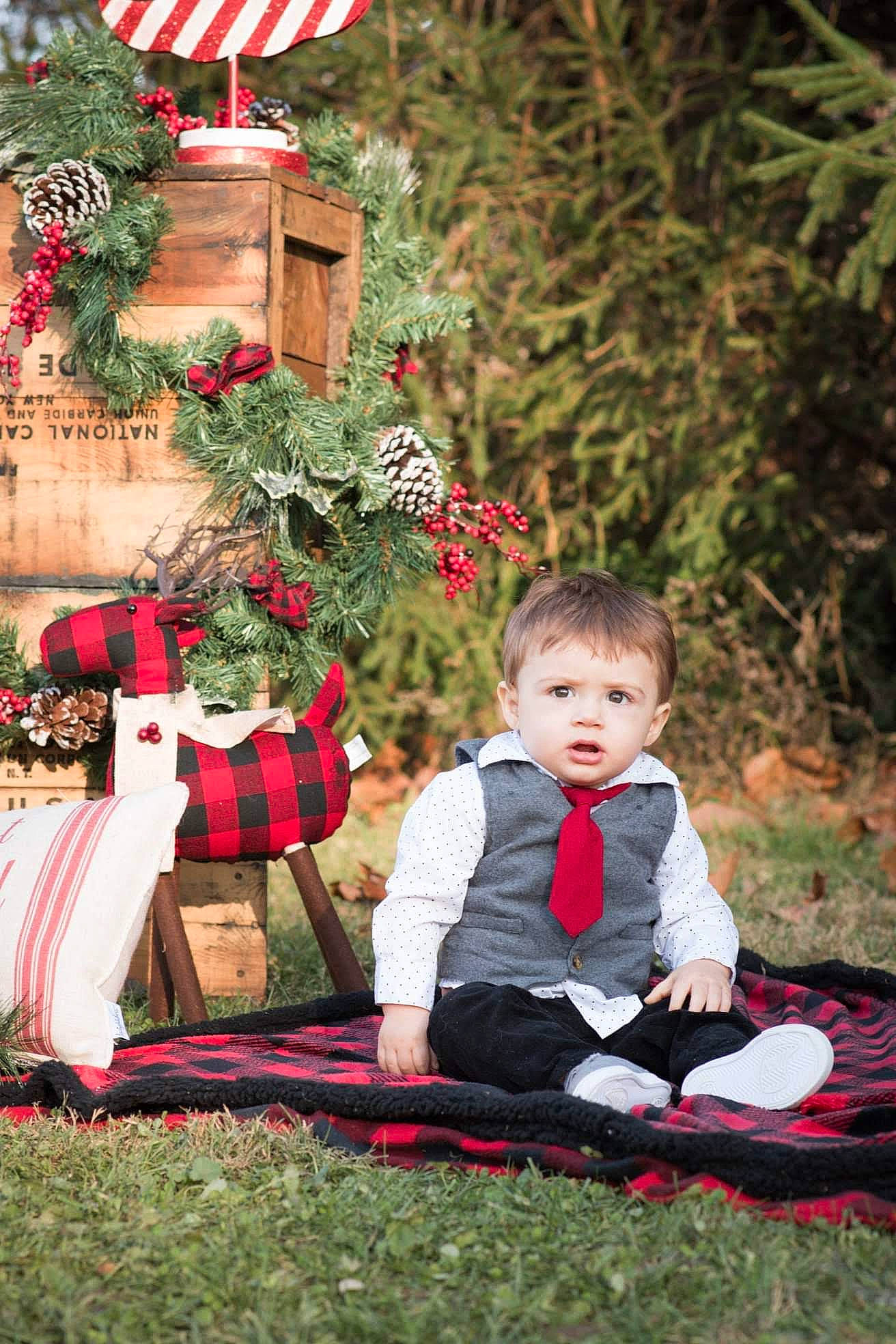 Jeffery joined the competition — help win amazing prizes! child, christmas, christmas_eve, christmas_tree, event, family, fir, holiday, person, photography, plant, sitting, toddler, tree, winter