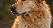 Taz a rejoint le concours — aidez-le/la à gagner de superbes lots ! animal, background_blur, canine, close_up, dog, ears, expression, eyes, fluffy, fur, golden_retriever, looking_away, mammal, nature, nose, outdoor, pet, portrait, side_view, soft_light