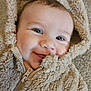 baby, smiling, face, hood, jacket, fluffy, closeup, portrait, child, cute, warm, soft, apparel, zipped, infant, happy, person, skin, eyes, texture