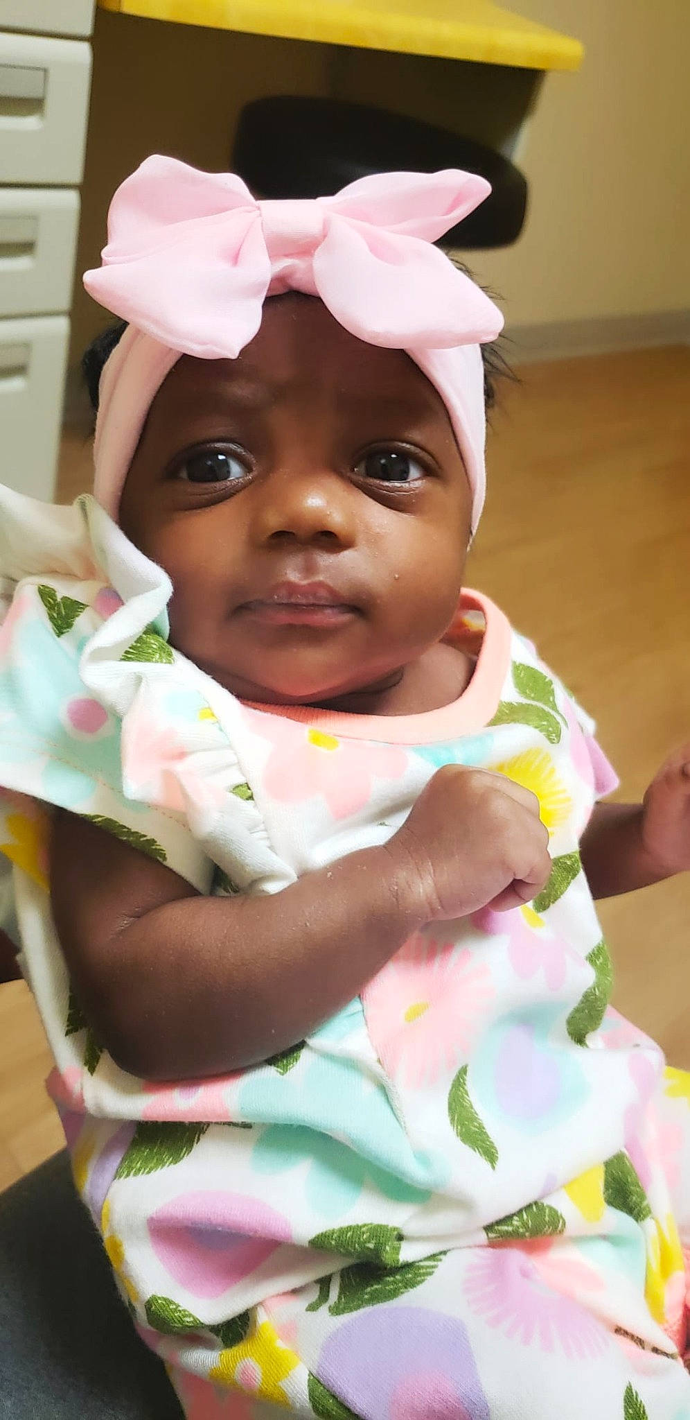 Khari joined the competition — help win amazing prizes! baby, baby_products, baby_toddler_clothing, cheek, child, child_model, costume_accessory, hair_accessory, headband, headpiece, iris, person, pink, skin, toddler