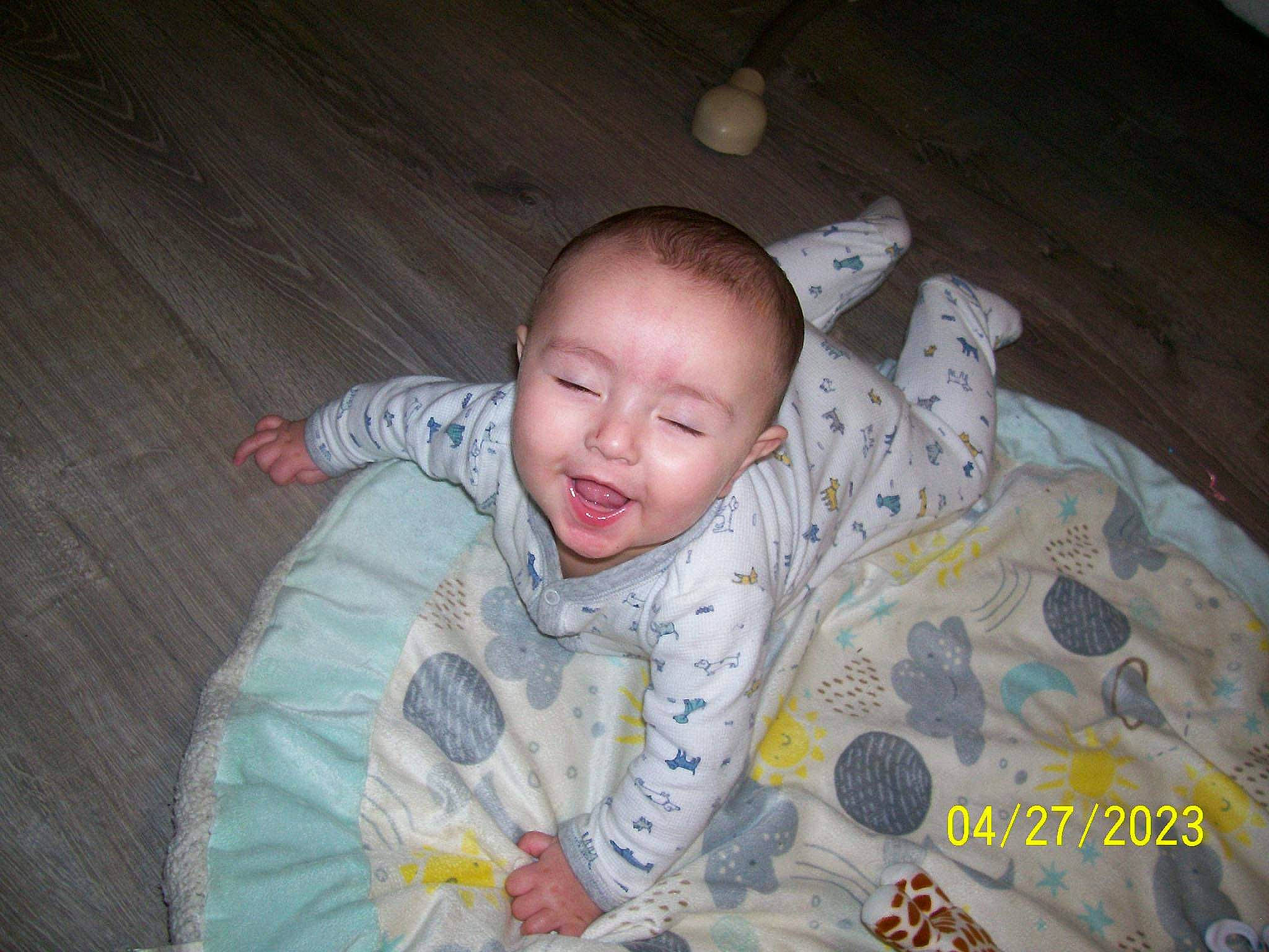 Javion joined the competition — help win amazing prizes! baby, baby_toddler_clothing, cheek, child, comfort, crawling, eye, flash_photography, flooring, fun, grass, happy, head, linens, person, room, sitting, sleeve, smile, toddler