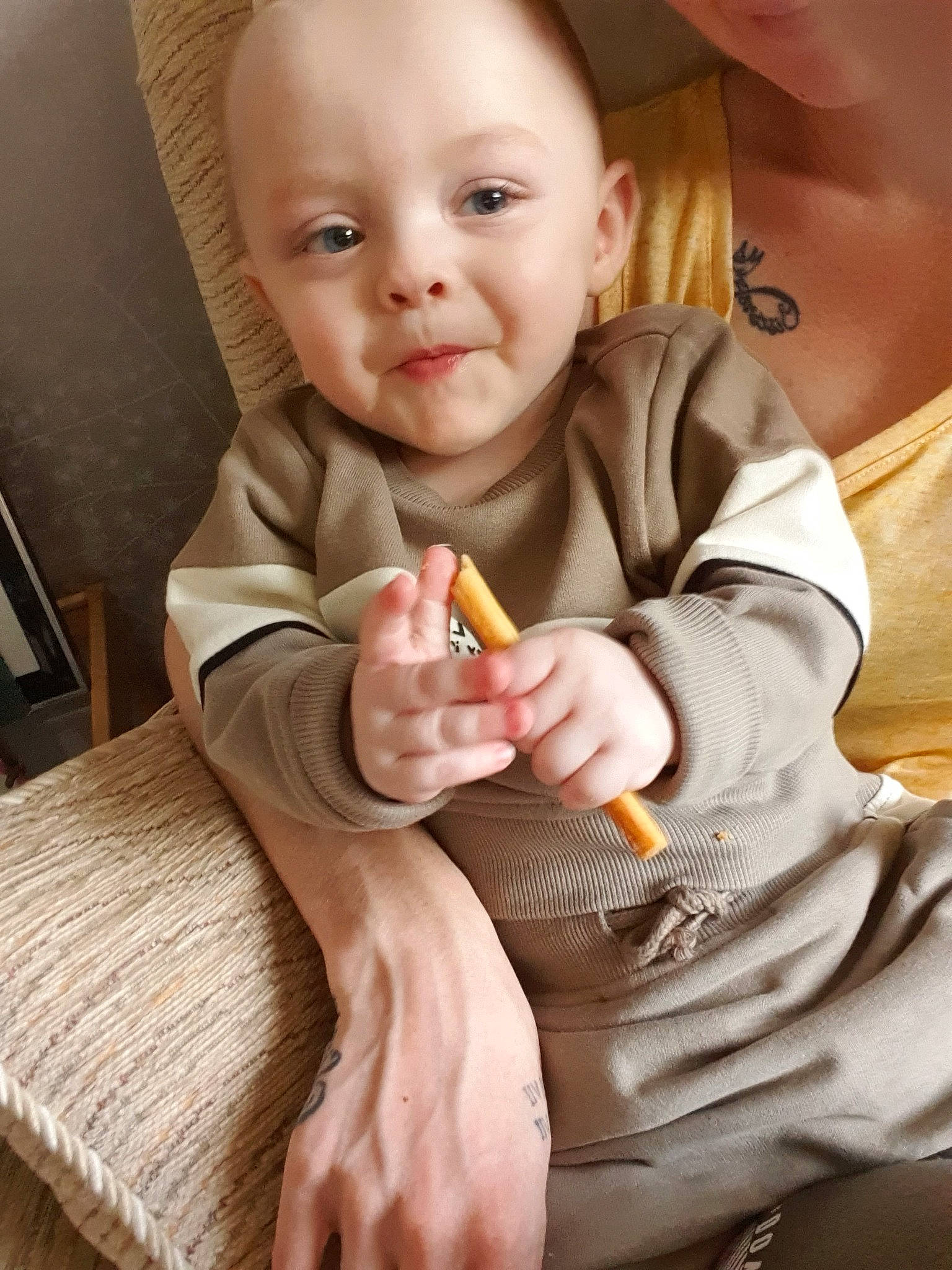 Graham is registered to the contest to win money with this photo: baby, child, finger, gesture, hand, person, thumb, toddler