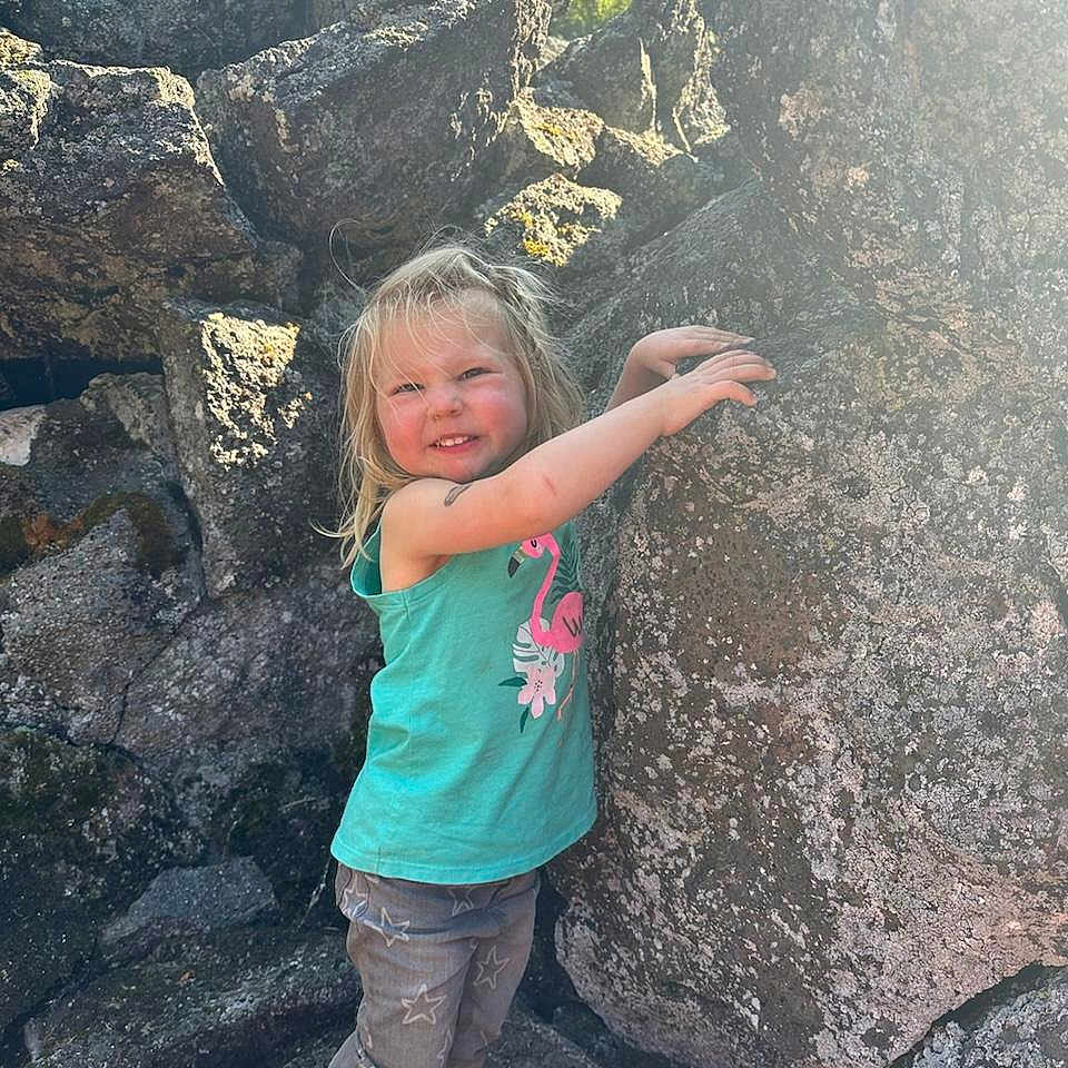 Maylin joined the competition — help win amazing prizes! blonde, child, clothing, face, female, girl, hair, head, jeans, nature, outdoors, pants, person, photography, plant, portrait, rock, shorts, t_shirt, vegetation