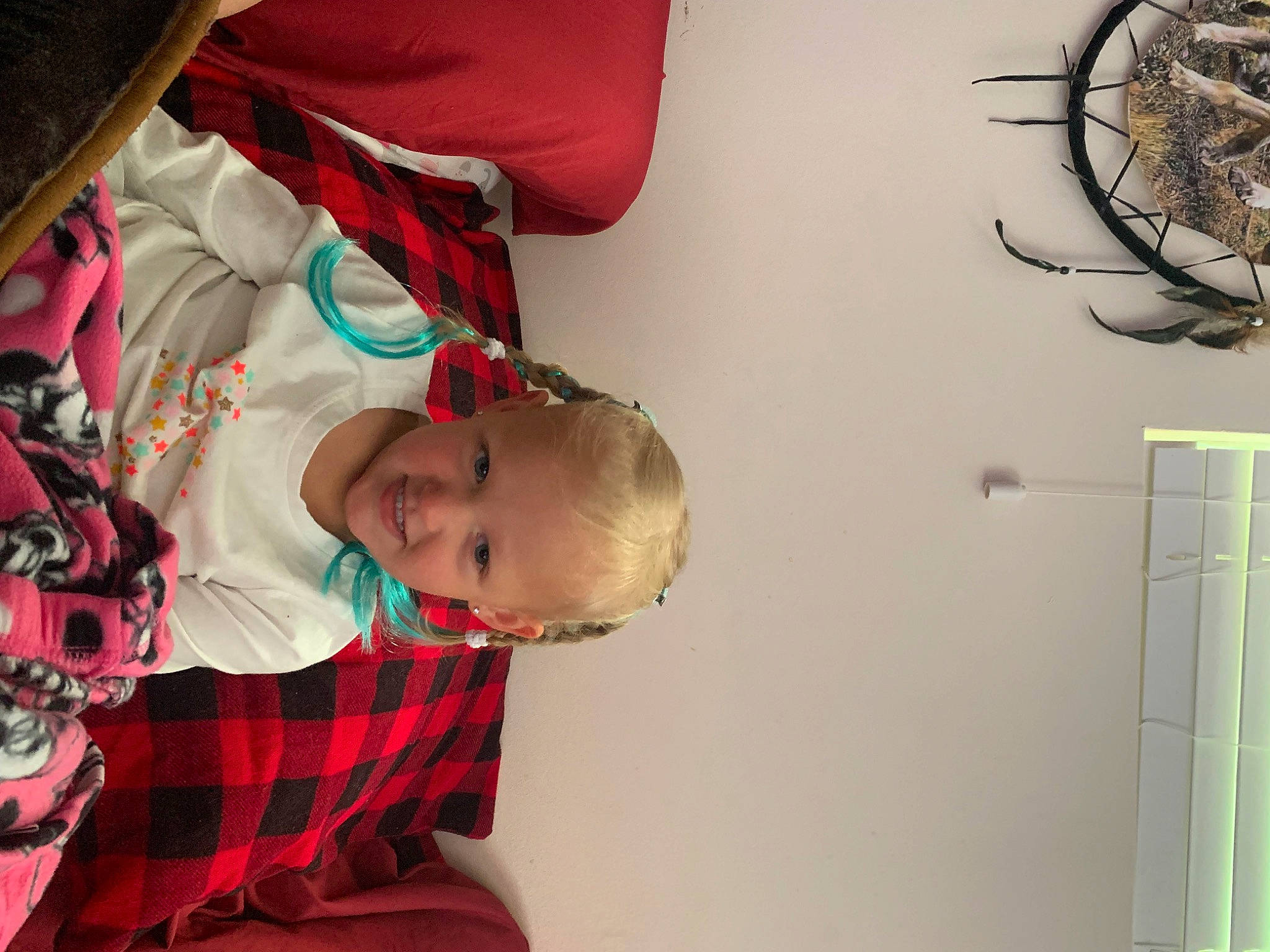 Maggie joined the competition — help win amazing prizes! baby, baby_products, baby_toddler_clothing, carmine, child, circle, comfort, fun, happy, joy, pattern, person, plaid, product, room, sitting, tartan, toddler, tree, visual_arts