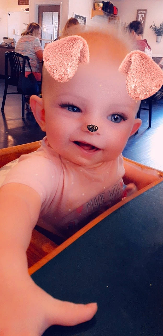 Scarlett joined the competition — help win amazing prizes! baby, cheek, child, ear, eye, face, head, lip, nose, person, pink, skin, toddler