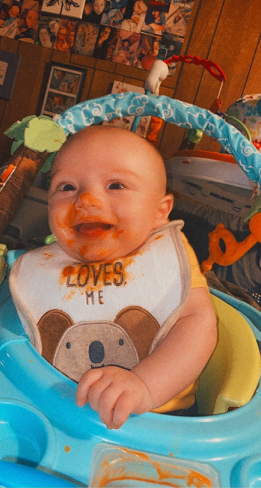 Bentlee joined the competition — help win amazing prizes! baby, baby_toddler_clothing, blue, blurred, cheek, chin, eye, facial_expression, happy, head, iris, mouth, nose, organ, person, pink, product, skin, smile, textile