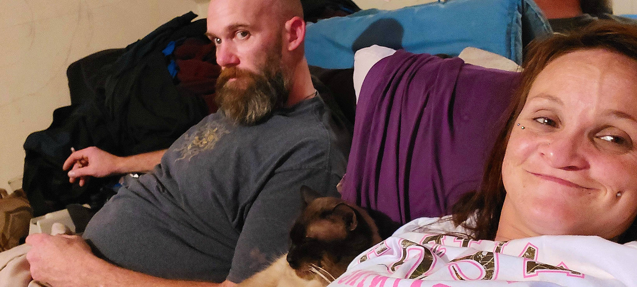 Lucky joined the competition — help win amazing prizes! beard, carnivore, cat, comfort, companion_dog, dog_breed, ear, elbow, event, facial_hair, felidae, fun, human, lap, mammal, organ, people, skin, small_to_medium_sized_cats, t_shirt