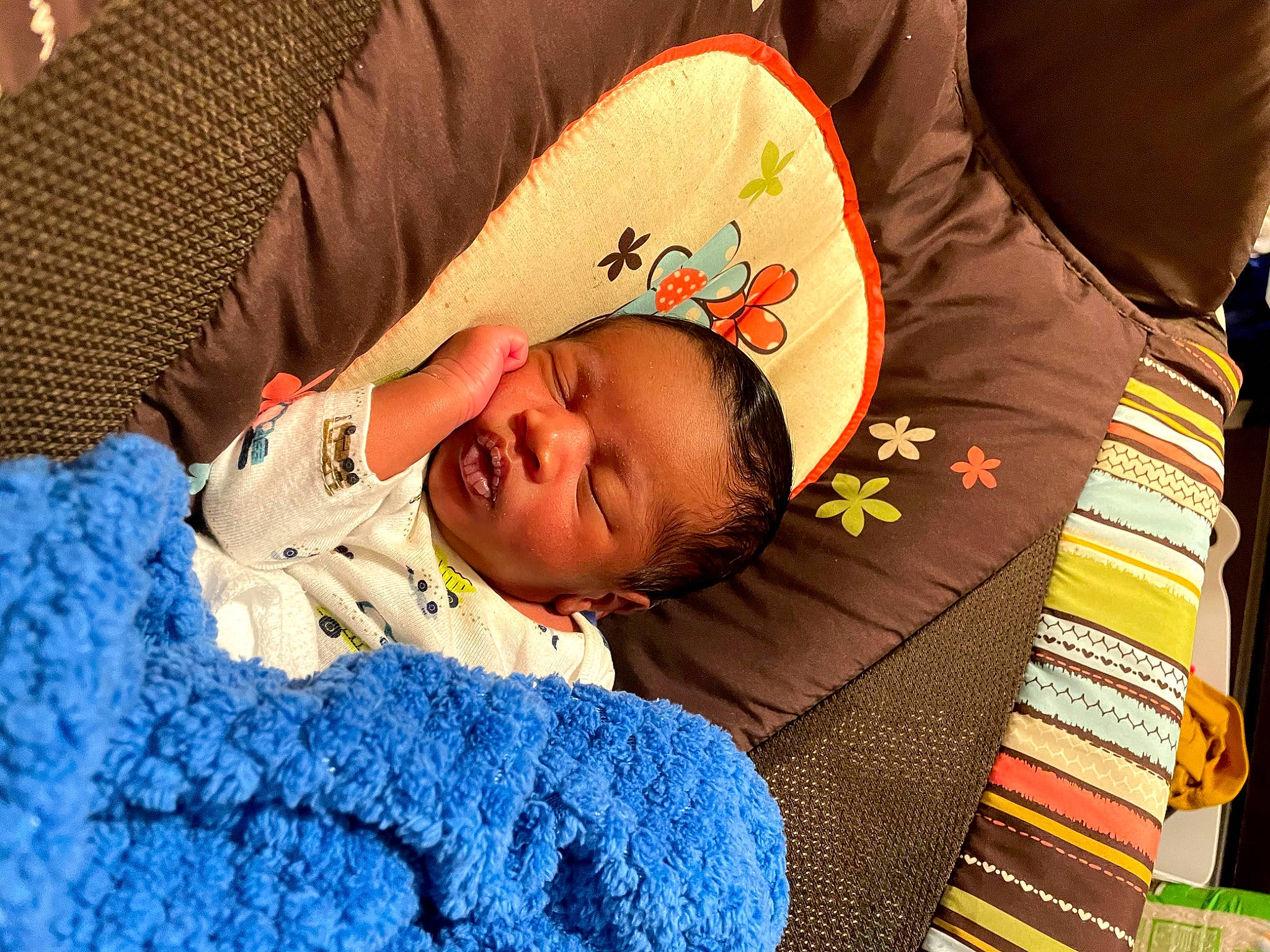 Antonio is registered to the contest to win money with this photo: baby, baby_products, baby_sleeping, baby_toddler_clothing, bedding, bedtime, blanket, cheek, child, comfort, couch, fun, happy, linens, nap, pattern, person, room, sitting, sleep