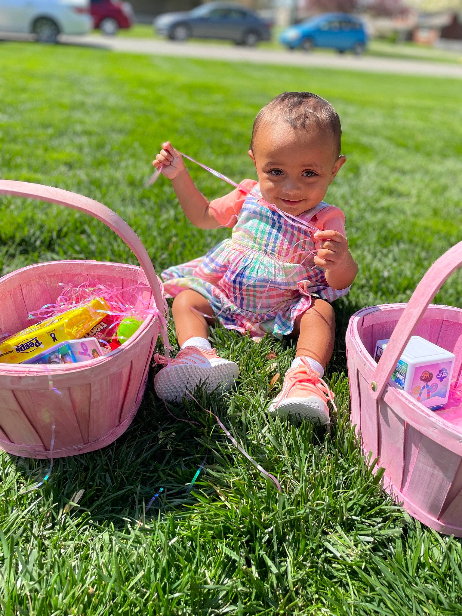 Jream joined the competition — help win amazing prizes! baby, baby_toddler_clothing, basket, child, fun, grass, grass_family, green, happy, lawn, leisure, meadow, people_in_nature, person, picnic_basket, pink, plant, recreation, storage_basket, summer