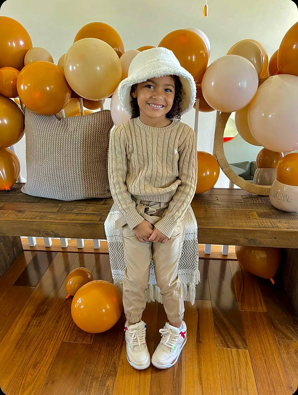 Jrue joined the competition — help win amazing prizes! balloon, comfort, event, fashion_design, flooring, fun, happy, hat, headwear, interior_design, joy, leisure, orange, party_supply, person, product, smile, sneakers, table, textile
