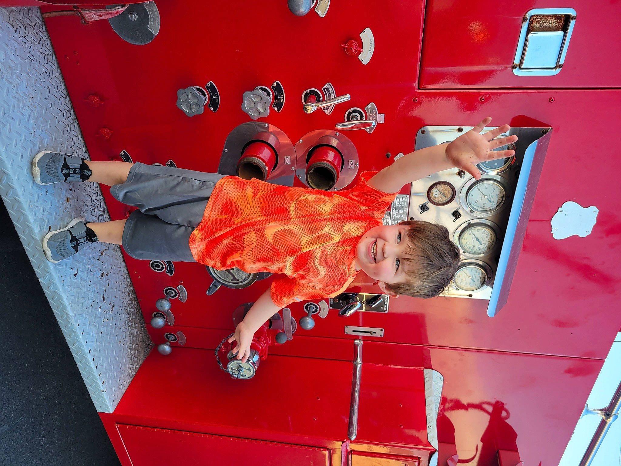 Easton joined the competition — help win amazing prizes! art, auto_part, automotive_design, automotive_exterior, carmine, design, fun, gas, joy, machine, motor_vehicle, orange, person, red, room, space, toddler, transport, vehicle_door, visual_arts