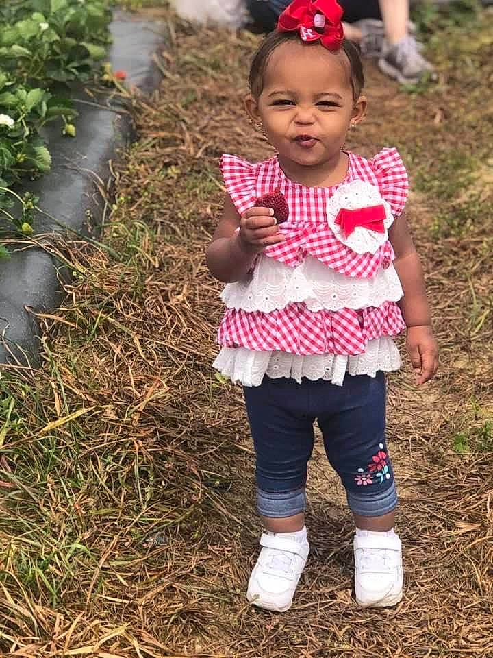 Haven Grace joined the competition — help win amazing prizes! baby, baby_toddler_clothing, child, eye, face, finger, grass, grass_family, hair, happy, head, lip, magenta, people_in_nature, person, pink, plant, skin, soil, toddler