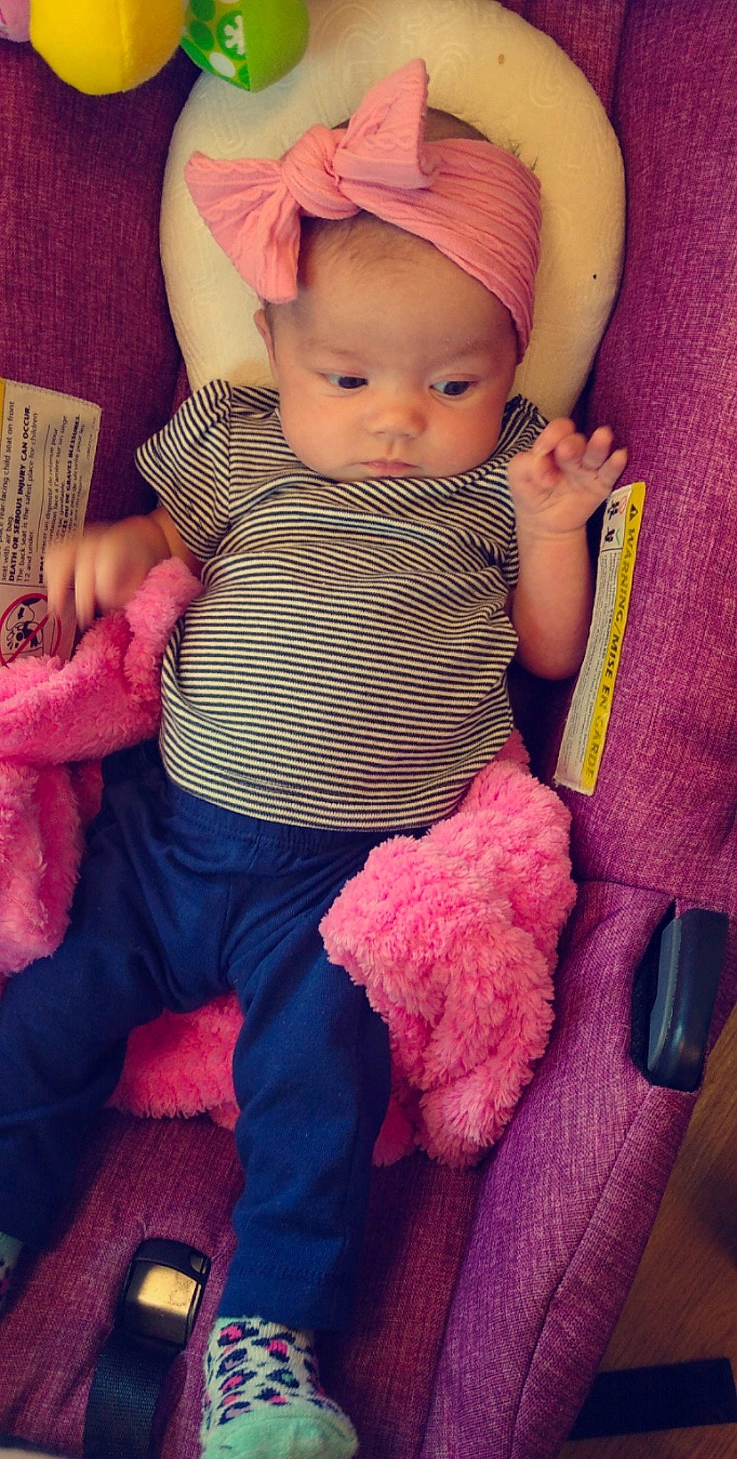 Stella joined the competition — help win amazing prizes! baby, baby_products, baby_toddler_clothing, cheek, child, eye, face, head, lip, magenta, person, pink, play, product, skin, textile, toddler, toy