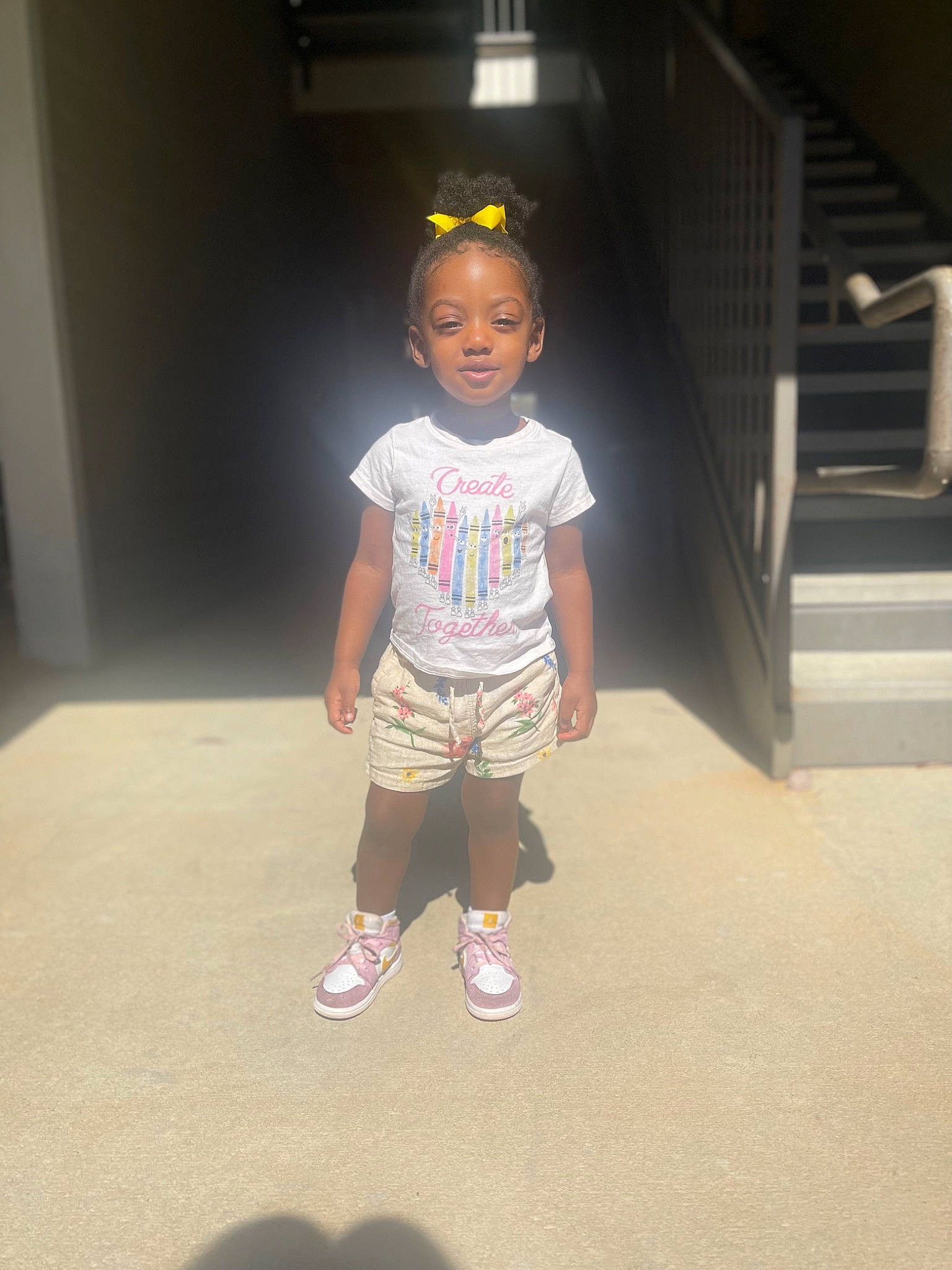 Auburni is registered to the contest to win money with this photo: baby, baby_toddler_clothing, child, flooring, foot, fun, happy, human_leg, leisure, magenta, pattern, person, room, shorts, sitting, sleeve, t_shirt, toddler