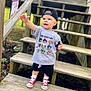 Presley is registered to the contest to win money with this photo: boy, cap, casual, child, curious, daytime, grass, hand, outdoor, plants, portrait, reaching, shorts, smiling, sneakers, stairs, standing, toddler, tshirt, wooden