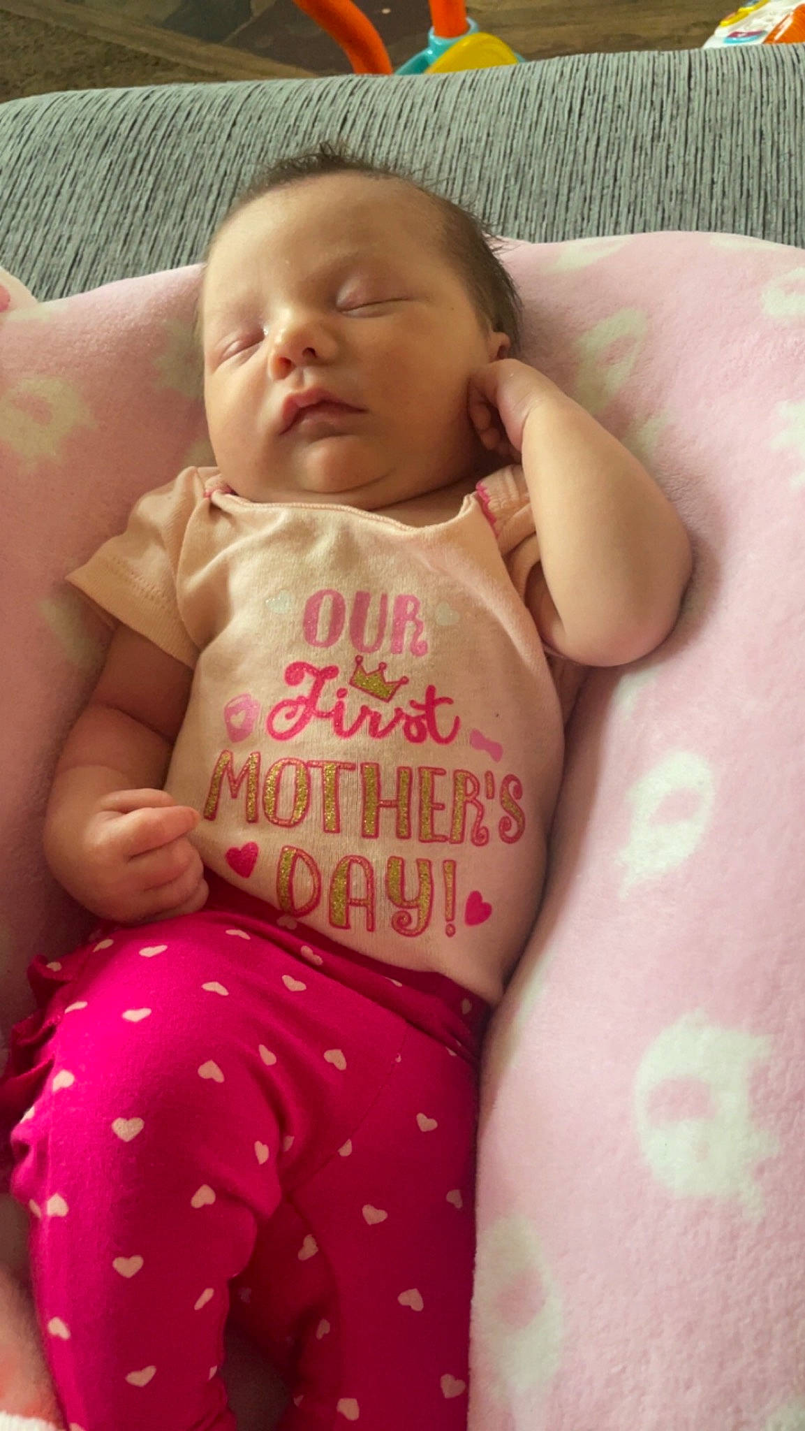 Londyn joined the competition — help win amazing prizes! baby, baby_sleeping, baby_toddler_clothing, cheek, child, comfort, eye, eyebrow, finger, happy, human_body, iris, lip, mouth, nose, person, pink, skin, sleeve, textile