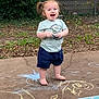 Haisley is registered to the contest to win money with this photo: child, toddler, smiling, barefoot, chalk, sidewalk, drawing, outdoor, grass, fence, pigtails, shorts, tshirt, happy, play, person, concrete, yard, nature, summer