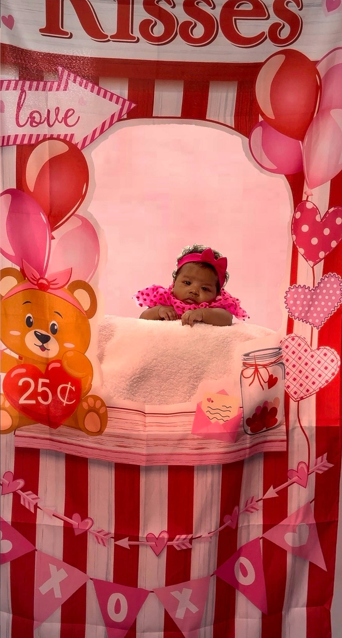 Luna joined the competition — help win amazing prizes! baby, baby_toddler_clothing, balloon, child, decoration, event, happy, headwear, magenta, party, party_supply, pattern, peach, person, pink, product, red, room, sweetness, textile