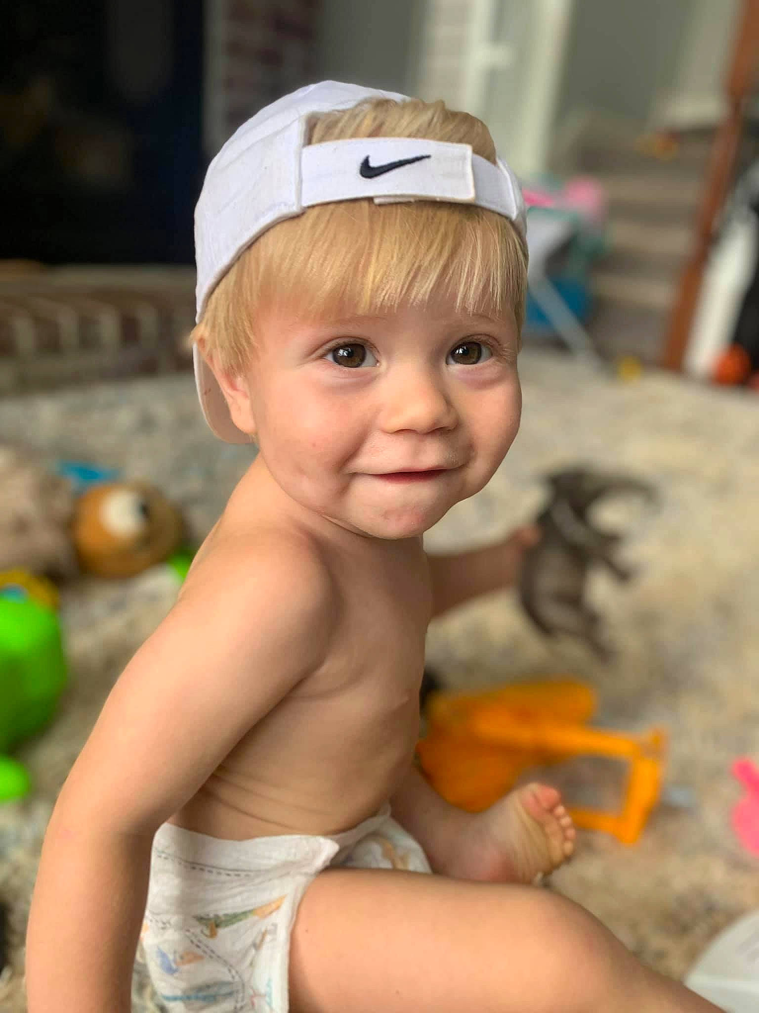 Steele joined the competition — help win amazing prizes! baby, blond, cap, chest, child, eye, face, flash_photography, fun, happy, head, helmet, human_body, iris, joy, leisure, person, personal_protective_equipment, skin, smile