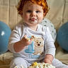 Tj joined the competition — help win amazing prizes! baby, child, toddler, cake, birthday, red_hair, blue_eyes, face_paint, smile, white_clothing, balloon, sitting, messy, celebration, food, dessert, indoor, cute, portrait, happy