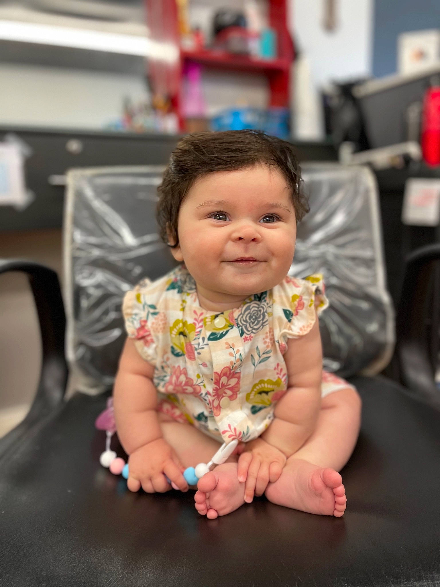 Vada joined the competition — help win amazing prizes! baby, baby_toddler_clothing, chair, cheek, child, dress, eye, face, flooring, fun, hairstyle, hand, happy, head, joy, leisure, person, sitting, skin, smile