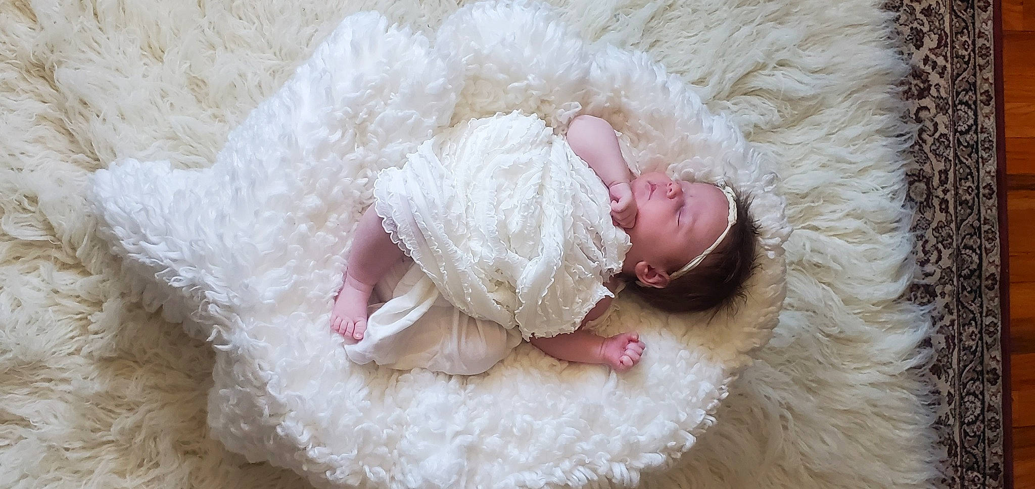 Sarah joined the competition — help win amazing prizes! baby, baby_toddler_clothing, child, clothing, comfort, dress, embellishment, fashion_accessory, fur, fur_clothing, hair_accessory, headgear, linens, magenta, natural_material, peach, person, pink, portrait_photography, sleeve