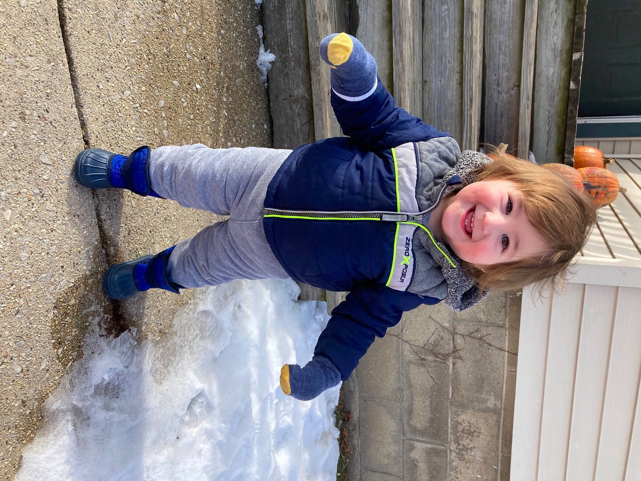 Amilio joined the competition — help win amazing prizes! child, denim, electric_blue, fun, happy, jacket, jeans, joy, leisure, outdoor_shoe, person, recreation, sitting, smile, sneakers, snow, street_fashion, toddler, tree, walking_shoe