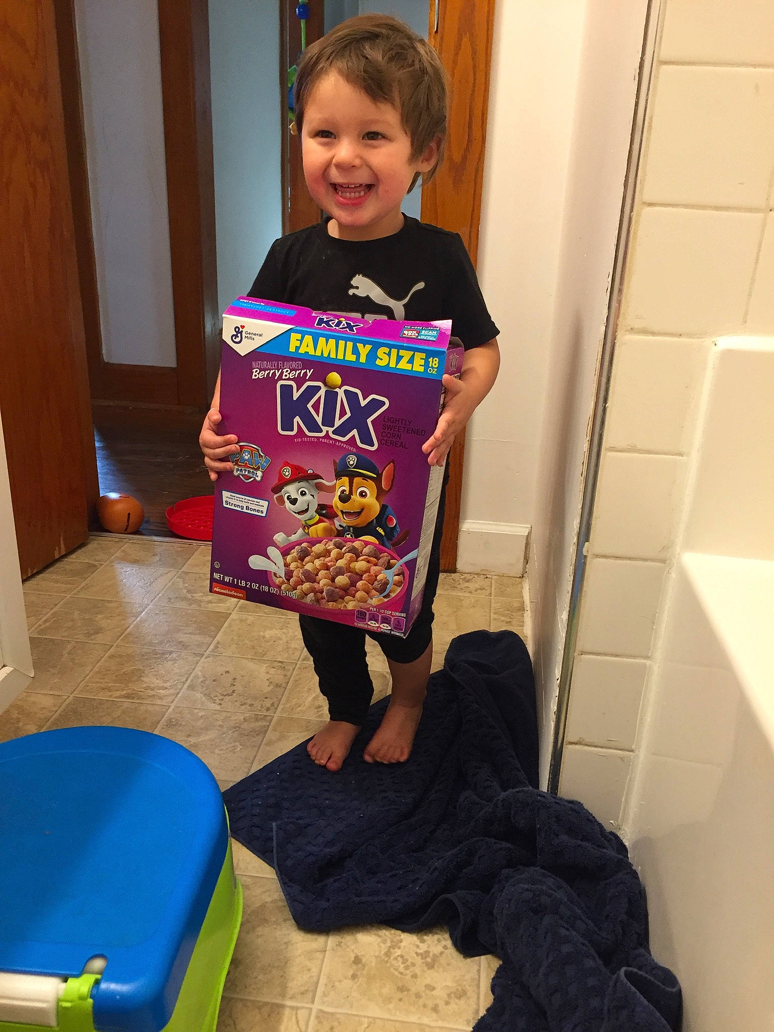 Avielle is registered to the contest to win money with this photo: baby_toddler_clothing, box, child, flooring, fun, hairstyle, joy, pajamas, party, pattern, person, play, room, shorts, sitting, sleeve, smile, stool, t_shirt, thigh