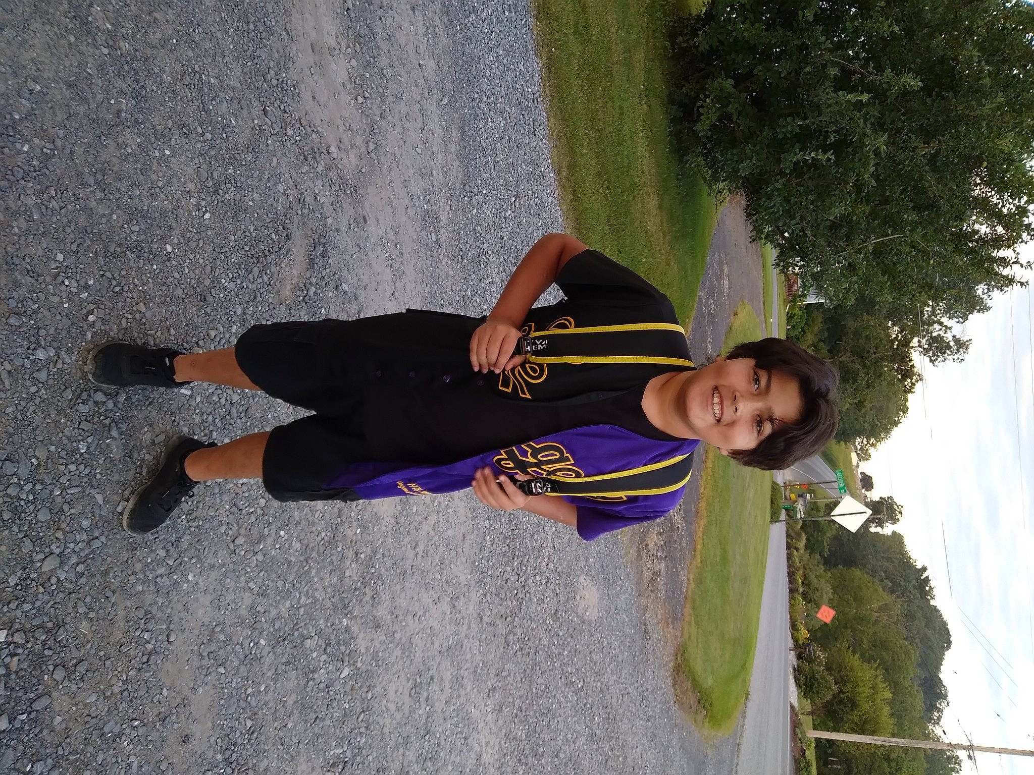 Tre joined the competition — help win amazing prizes! asphalt, electric_blue, fun, happy, human_leg, joy, knee, leisure, person, plant, recreation, road_surface, shadow, sky, smile, thigh, tree, walking_shoe