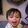 Jayce-Reed Richard is registered to the contest to win money with this photo: toddler, child, smiling, happy, indoor, person, face, hair, plush_toys, basket, bed, blanket, clothing, shoulder, adult, portrait, cute, joyful, expression, casual