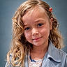 child, girl, portrait, blue_eyes, curly_hair, blonde_hair, jacket, lace, smile, face, young, fashion, studio, background, person, childhood, cute, innocent, casual, soft_lighting