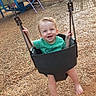 Loyal joined the competition — help win amazing prizes! toddler, child, swing, playground, smiling, happy, outdoor, sunlight, chains, woodchips, barefoot, green_shirt, baby_swing, play_equipment, daylight, park, recreation, fun, person, young_child