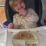 Kaede joined the competition — help win amazing prizes! architecture, baby, building, cutlery, diningroom, diningtable, dish, face, food, fork, furniture, head, indoors, lunch, meal, person, photography, portrait, spoon, table