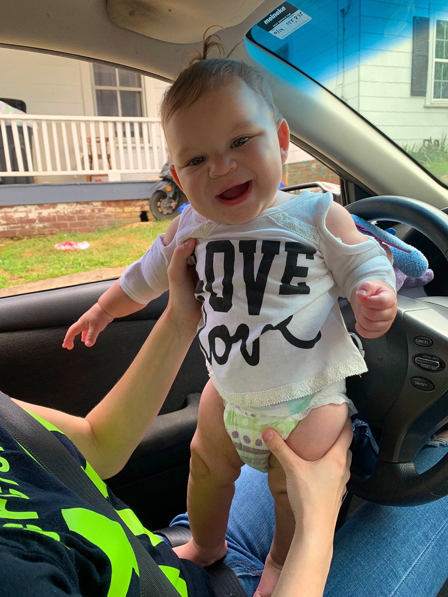 Gemma joined the competition — help win amazing prizes! auto_part, automotive_exterior, automotive_window_part, baby, car, car_seat, child, city_car, driving, family_car, finger, hand, luxury_vehicle, person, product, t_shirt, toddler, vacation, vehicle, vehicle_door